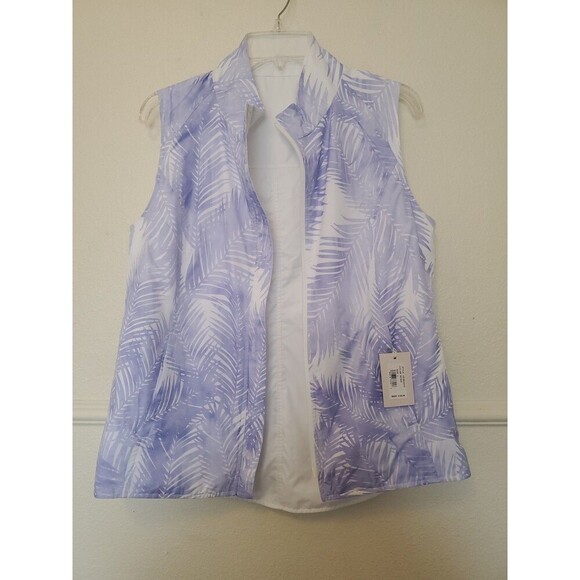 Peter Millar Vest Reversible Purple White Palm Leaves Women Large NWT MSRP $145 - Picture 1 of 16